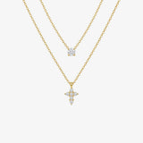 Crystal Cross Layered Necklace